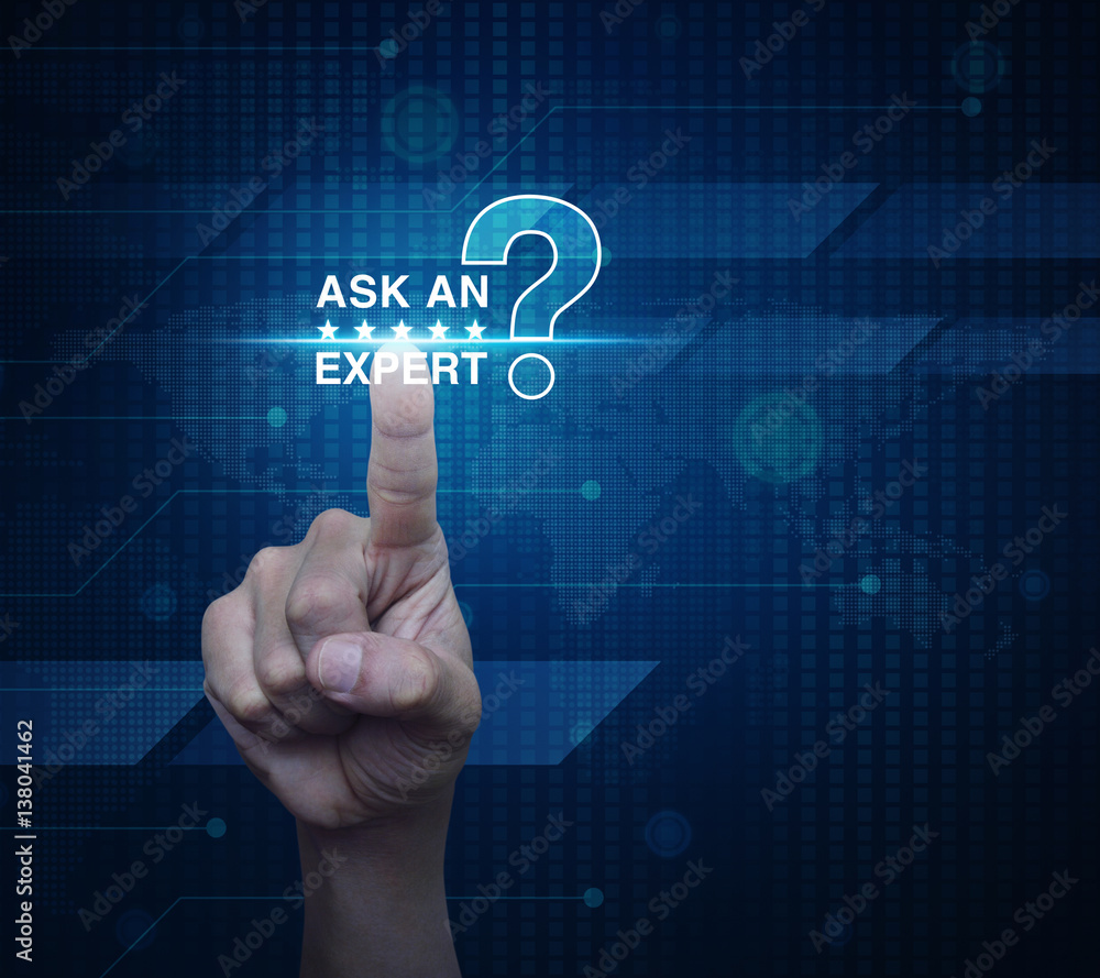 Hand pressing ask an expert with star and question mark sign icon over digital world map technology style, Elements of this image furnished by NASA Hand pressing ask an expert with star and question mark sign icon over digital world map technology style, Elements of this image furnished by NASA