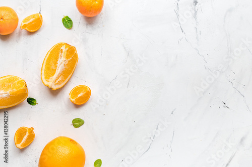 orange slices for juice on white background top view mockup