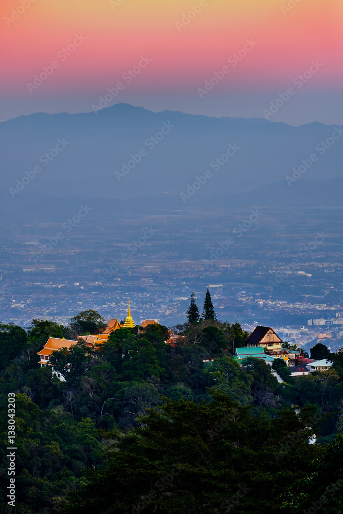 Wat phra that doi suthep in Chiang Mai,Thailand in twilight time.