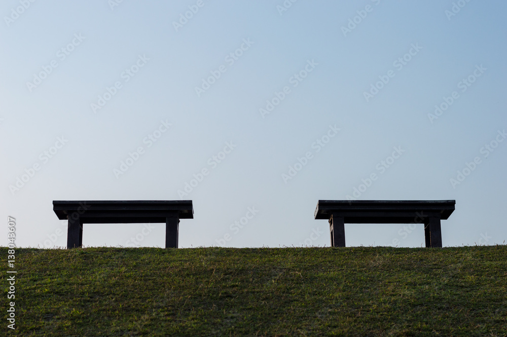 Bench on top of the mountain view background Bench on top of the mountain view background