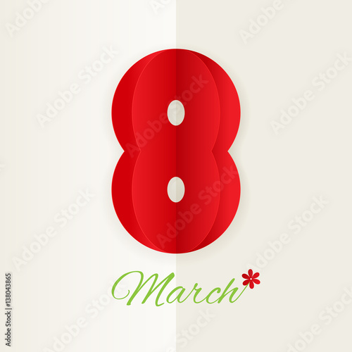 8 March Women's Day greeting card template with symbol balloon. Vector illustration