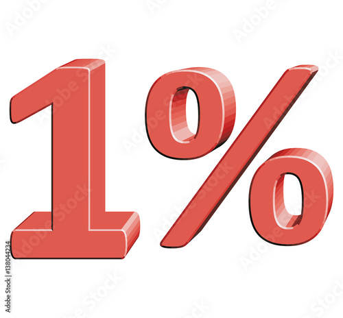 1% Vector illustration with 3D effect Percentage rate icon on a white background One percent Discount Tag Special Offer Label  Sale Symbol