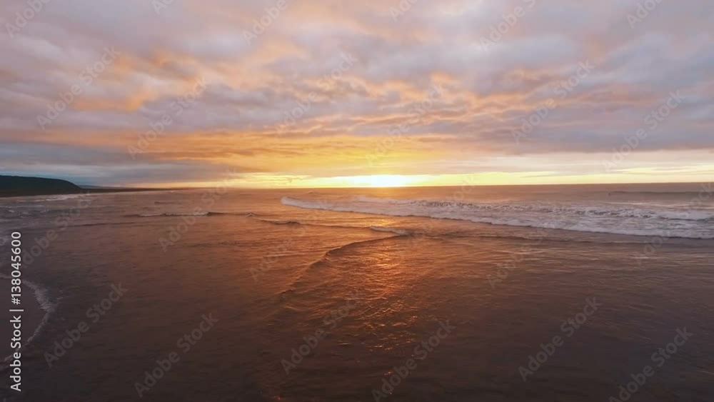 Flying over Sea, Time Lapse Sunset and Clouds. Russian, Kamchatka. Aerial camera shot. Flying over Sea, Time Lapse Sunset and Clouds. Russian, Kamchatka. Aerial camera shot.