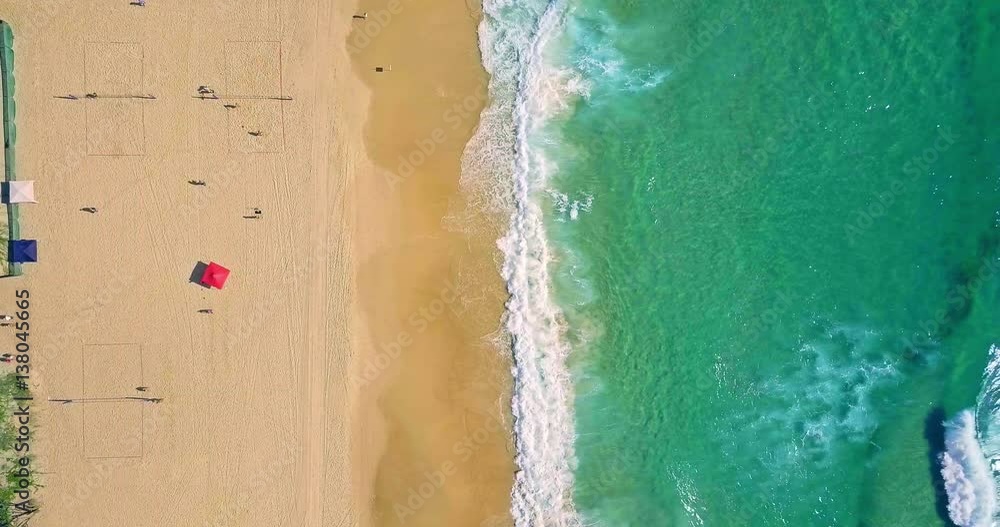 Aerial view of splashing sea waves and beach at Gold Coast Aerial view of splashing sea waves and beach at Gold Coast