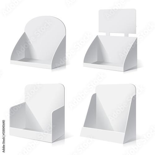 White empty box displays. Display on Isolated white background. Mock-up template ready for design. Product Packing Vector photo