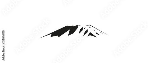 Image snow mountains peak (Kilimanjaro) logo.  Black and white tones.