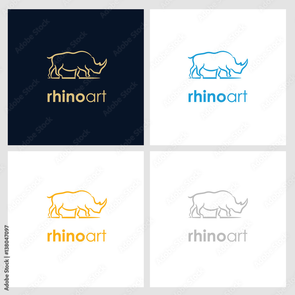 rhino line company logo. wild animal logo with minimalist concept rhino line company logo. wild animal logo with minimalist concept