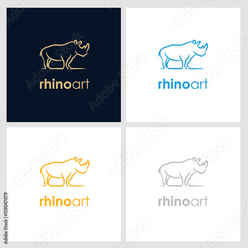 rhino line company logo. wild animal logo with minimalist concept