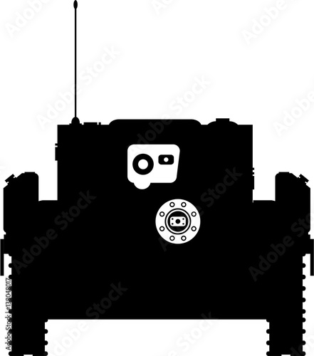 Cartoon Army Tank in Silhouette