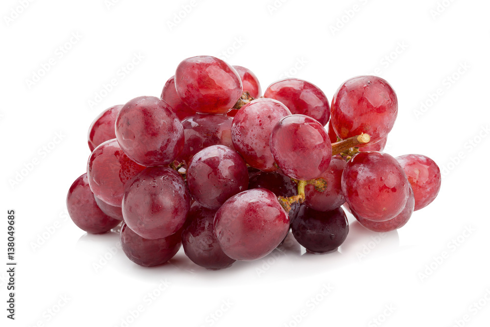 Fototapeta premium Red grape berry bunch isolated on white background.