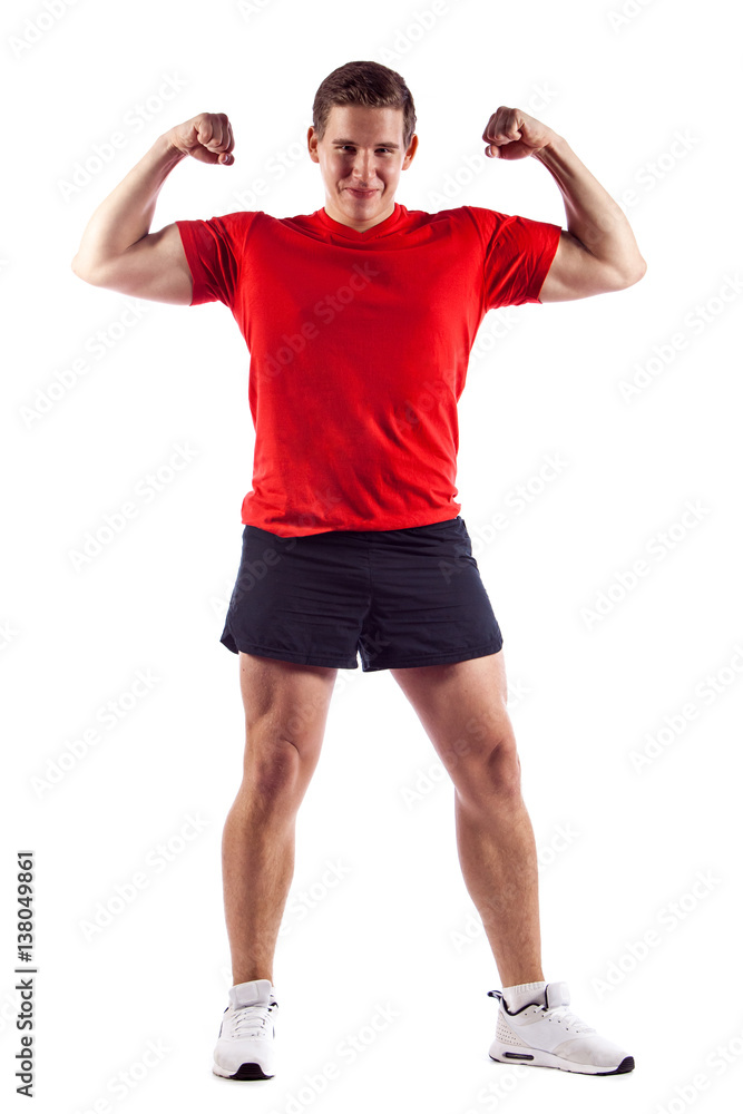 Muscle man posing in studio, isolated over a white background Muscle man posing in studio, isolated over a white background