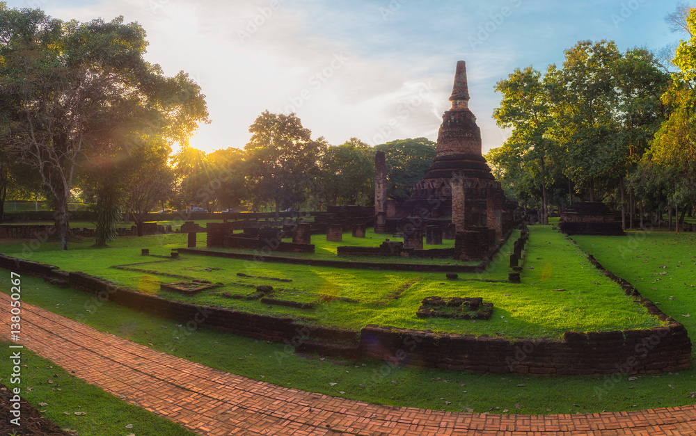 World heritage Kamphaeng Phet historical park in Thailand.