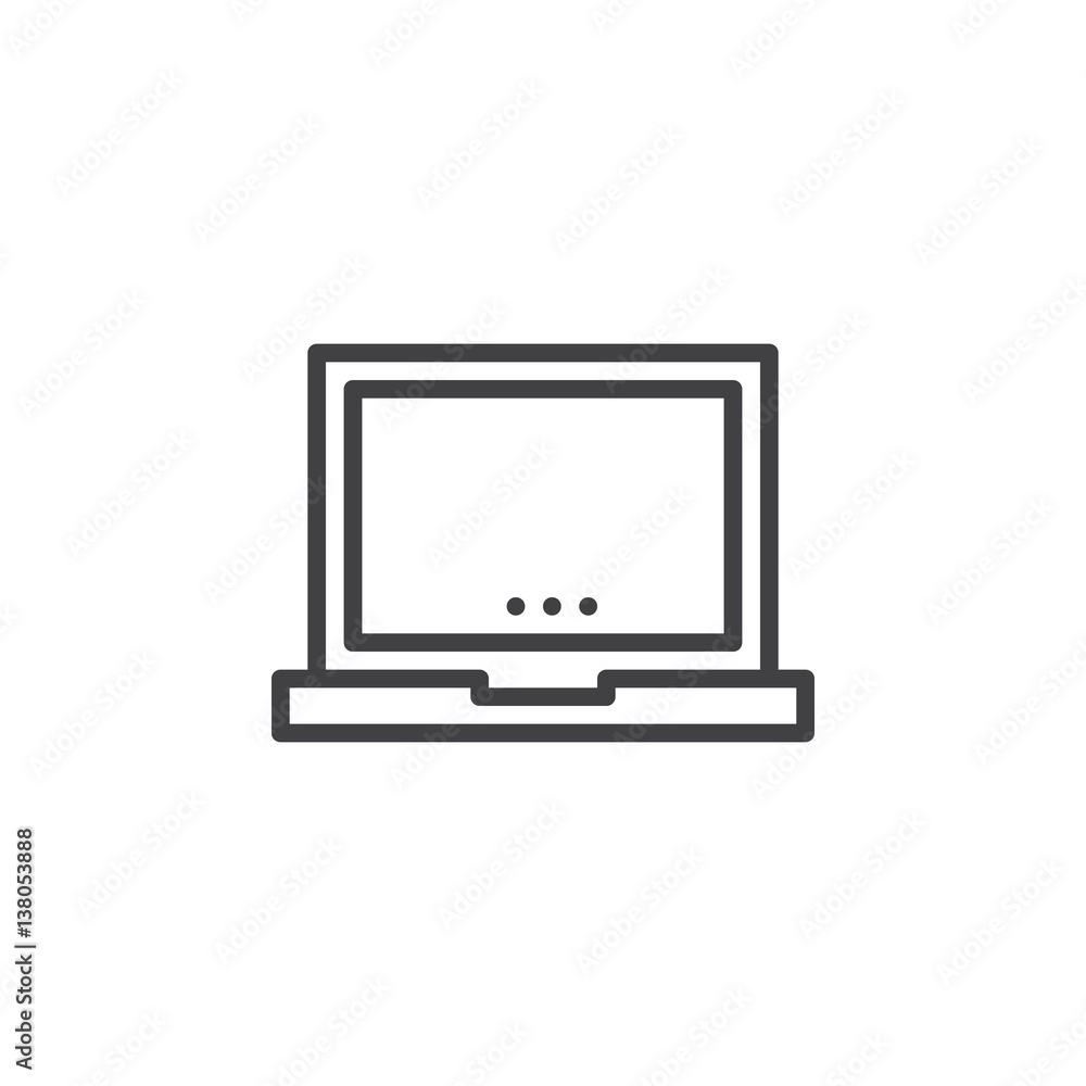 Laptop line icon, outline vector sign, linear style pictogram isolated on white. Symbol, logo illustration Laptop line icon, outline vector sign, linear style pictogram isolated on white. Symbol, logo illustration