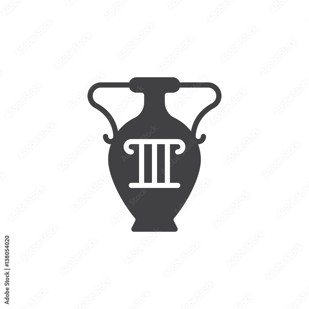 Antique vase icon vector, filled flat sign, solid pictogram isolated on white. Symbol, logo illustration