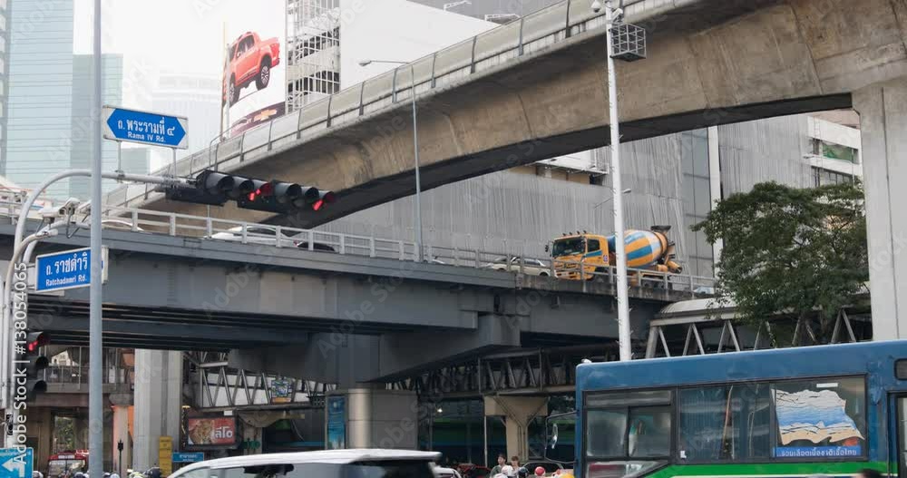 Time-lapse of Bangkok City, Thailand with Traffic Jam and Sky Train Time-lapse of Bangkok City, Thailand with Traffic Jam and Sky Train