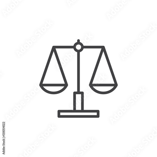 Libra, scale line icon, outline vector sign, linear style pictogram isolated on white. Price comparison symbol, logo illustration
