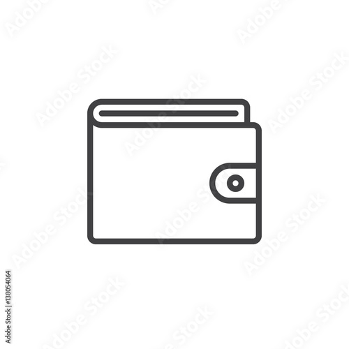 Wallet, purse line icon, outline vector sign, linear style pictogram isolated on white. Symbol, logo illustration