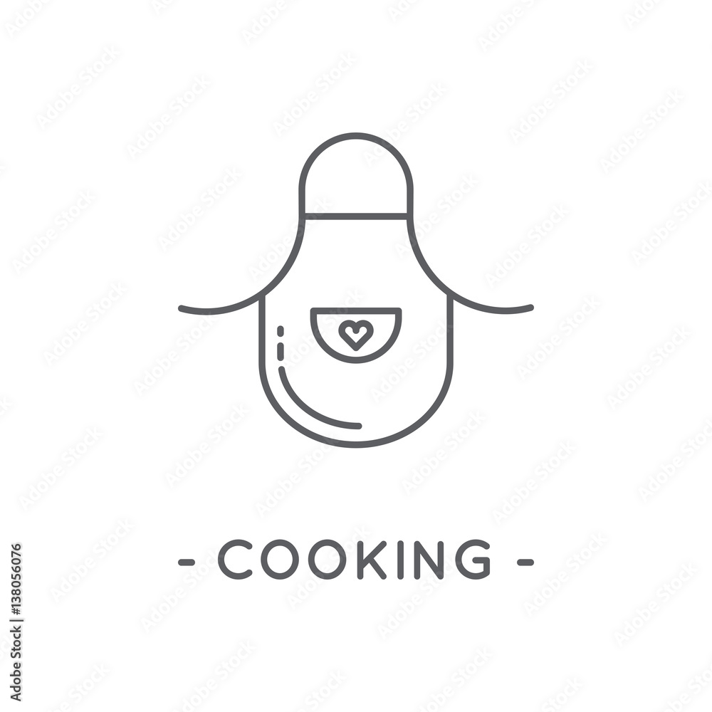 Line Black Cooking Icon on White Background Line Black Cooking Icon on White Background