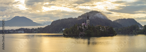 sunrise over Lake Bled, Slovenia