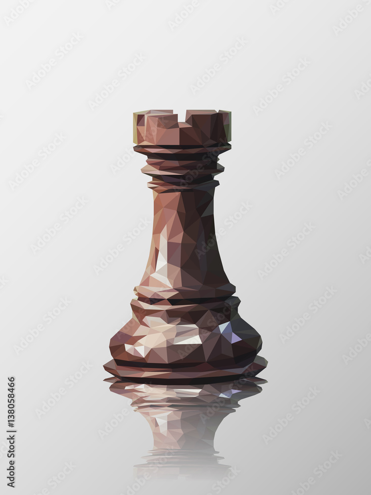 Papercraft Rook Chess Piece Template Geometric Low Poly Rook 