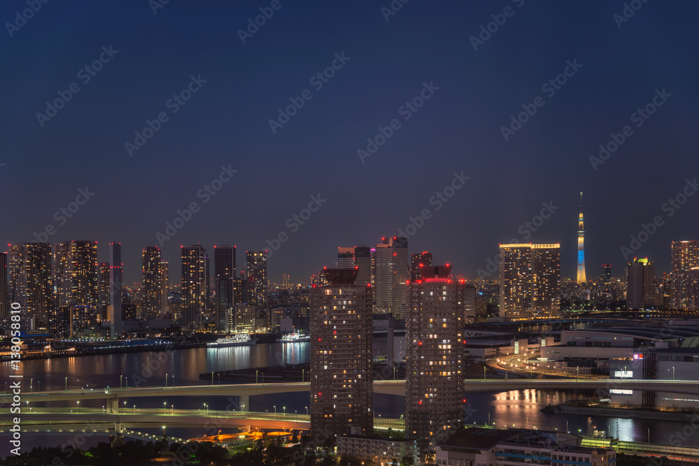 Fototapeta premium Night Cityscape this Tokyo see Tokyo sky tower .