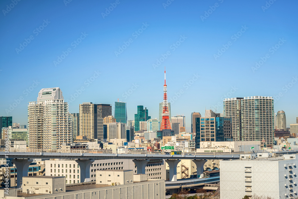 Tokyo Tower on a bright blue sky