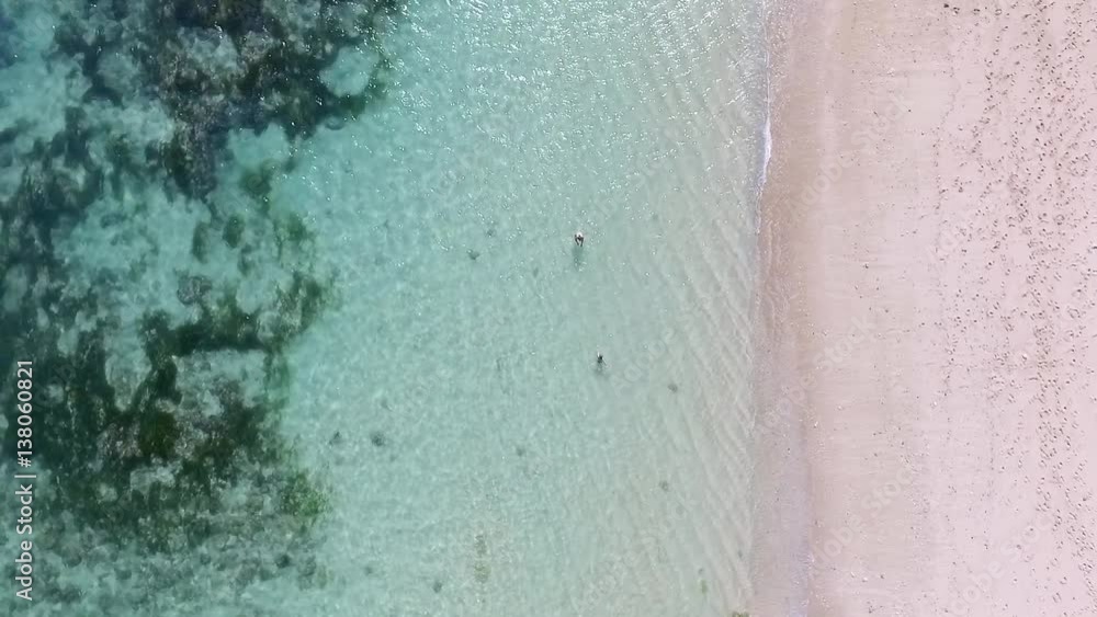 Top View of Mother and Son Swimming and Having Fun in the Water Top View of Mother and Son Swimming and Having Fun in the Water