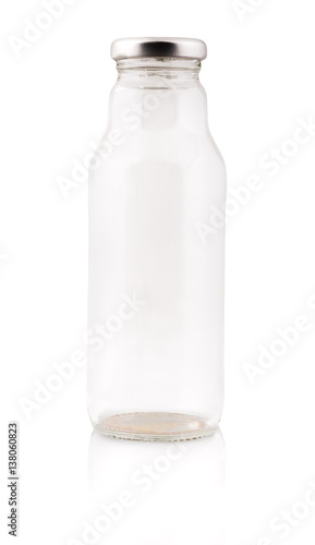 Empty glass bottle isolated on white background