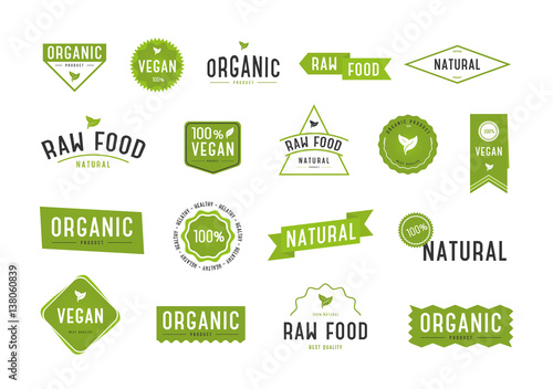 Organic labels set. Collection various logo for organic cosmetics or products.