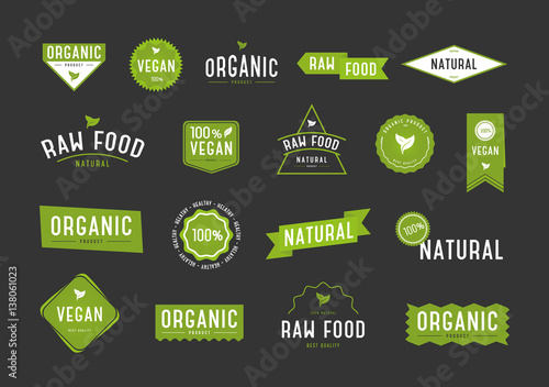Organic labels set. Collection various logo for eco cosmetics or products.