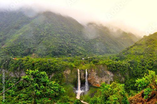 Waterfall Manto de la Novia in Banos de Agua Santa, Ecuador