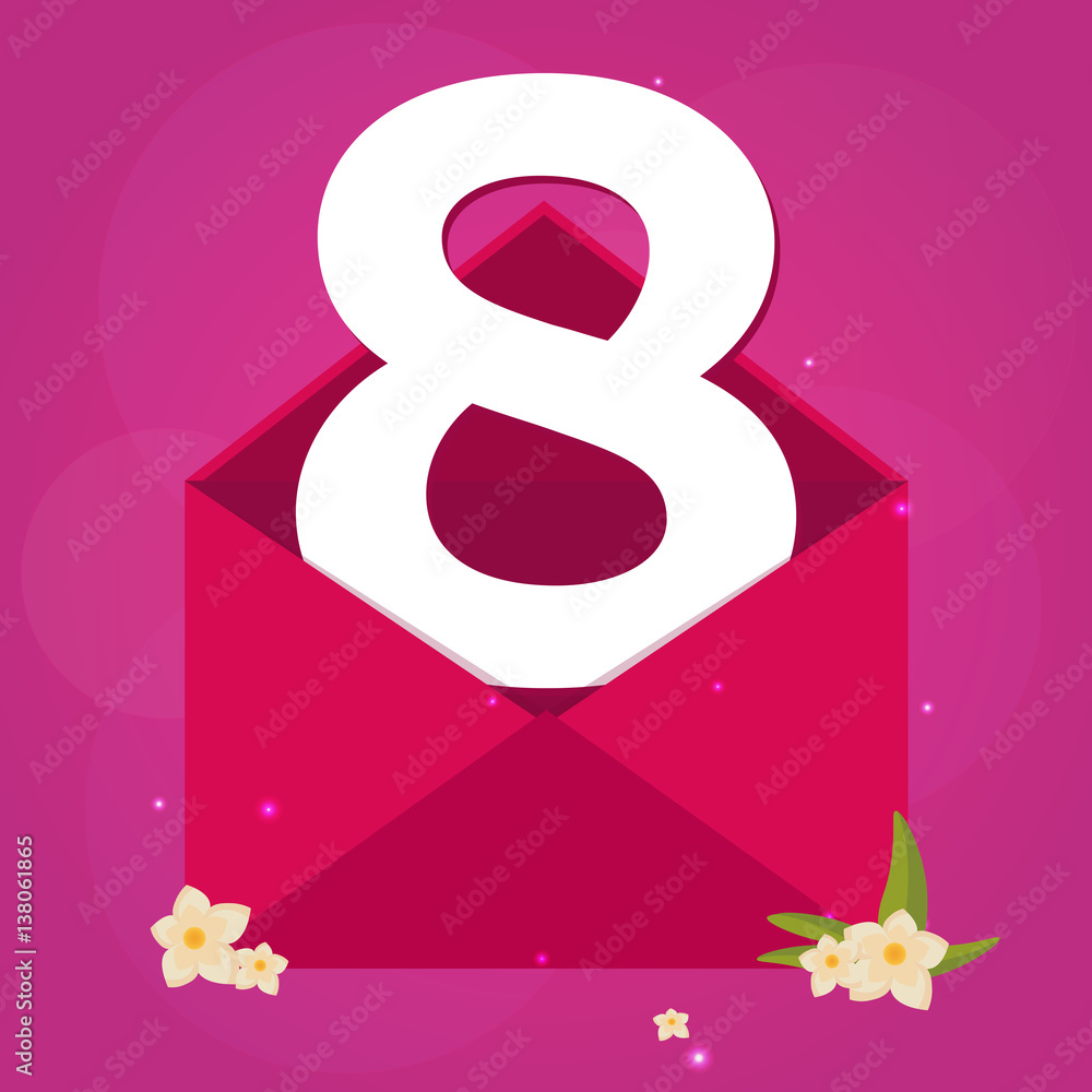Fototapeta premium 8 March. Happy woomens day International woomen s day. Vector flat illustration.