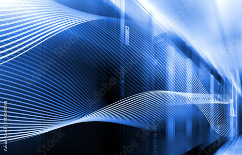 abstract image Light traces. visualization of hacker attacks on information data server