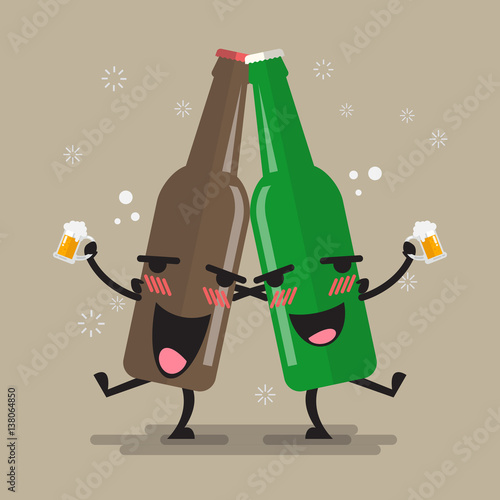 Two drunk beer glasses character