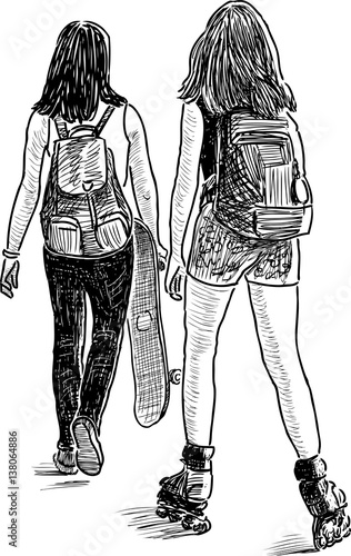 sports girl on a walk
