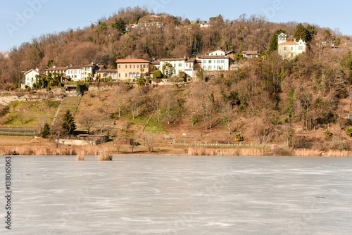 Frozen lake of Muzzano near Lugano