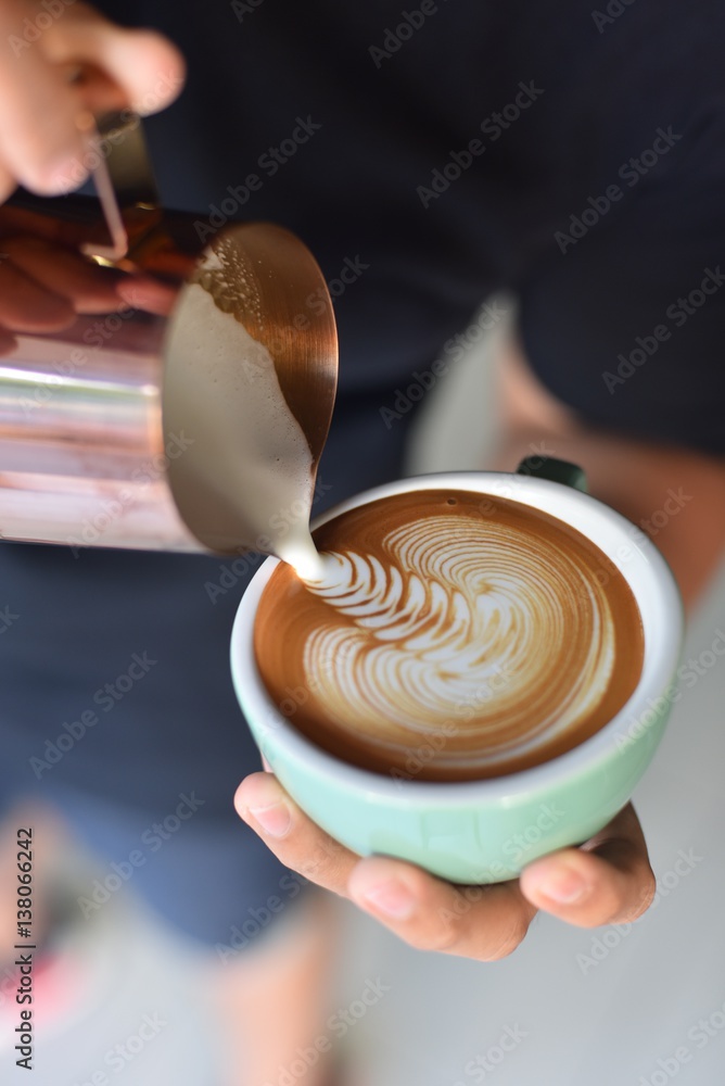 Fototapeta coffee latte in coffee shop