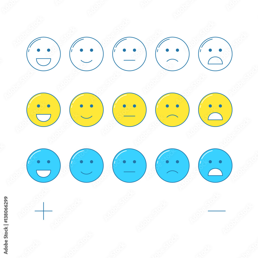 Feedback emoticon scale. Feedback emoticon scale.