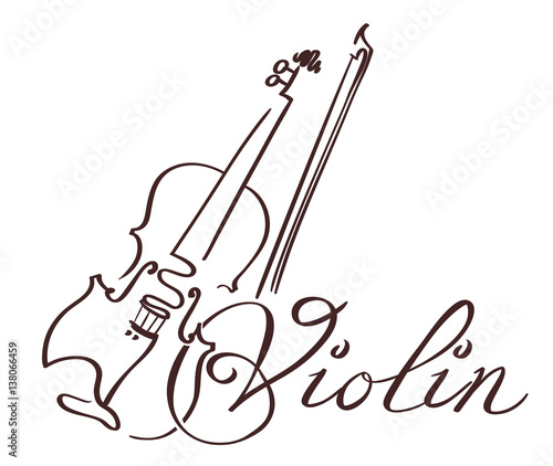 violin  line art hand drawn illustration. vector