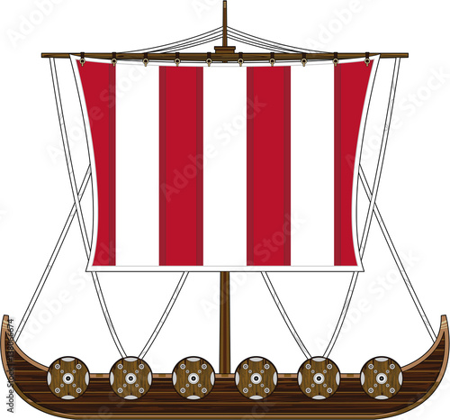 Cartoon Viking Warship