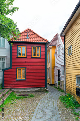 Beautiful houses in the city centre of Bergen, Norway
