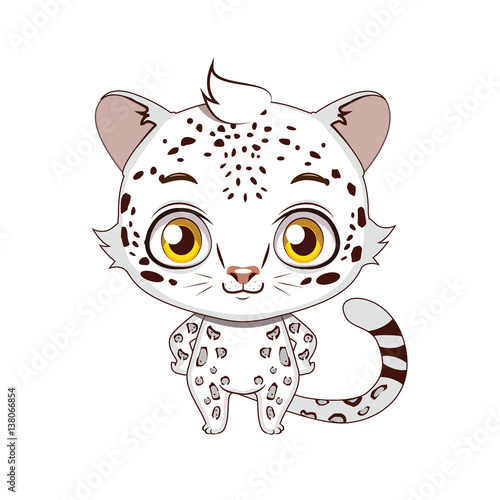 Cute stylized cartoon snow leopard illustration ( for fun educational purposes, illustrations etc. )