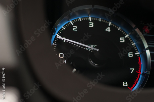 Tachometer in the new car.