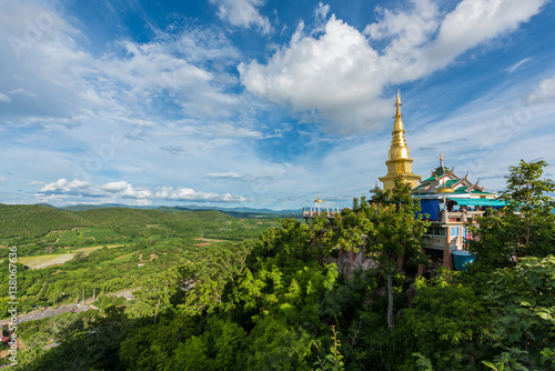 Pagoda on the mountain at wat phra phutthabat Phanam in Li,lamphun © bouybin
