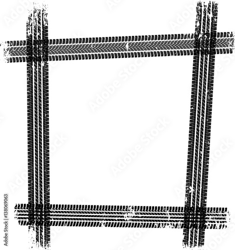 isolated tire tread - grunge frame