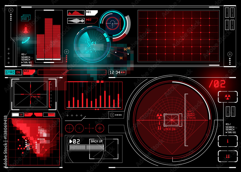 Technical Hud Display With Futuristic Digital Interface Elements