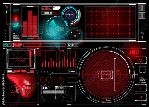 technical HUD display with futuristic digital interface elements. Vector illustration