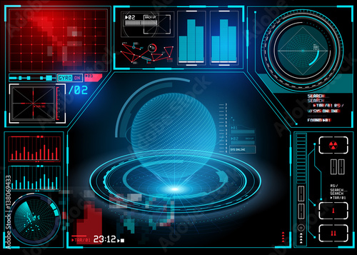 technical HUD display with futuristic digital interface elements. Vector illustration