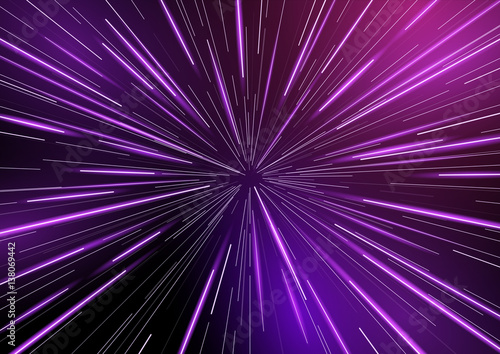 Fast moving at light speed - retro warp star beams! Abstract vector background.