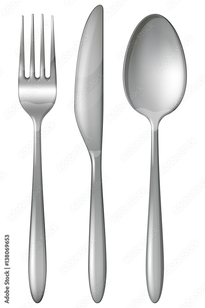 Fork, knife and spoon. Vector illustration. Stock Vector | Adobe Stock